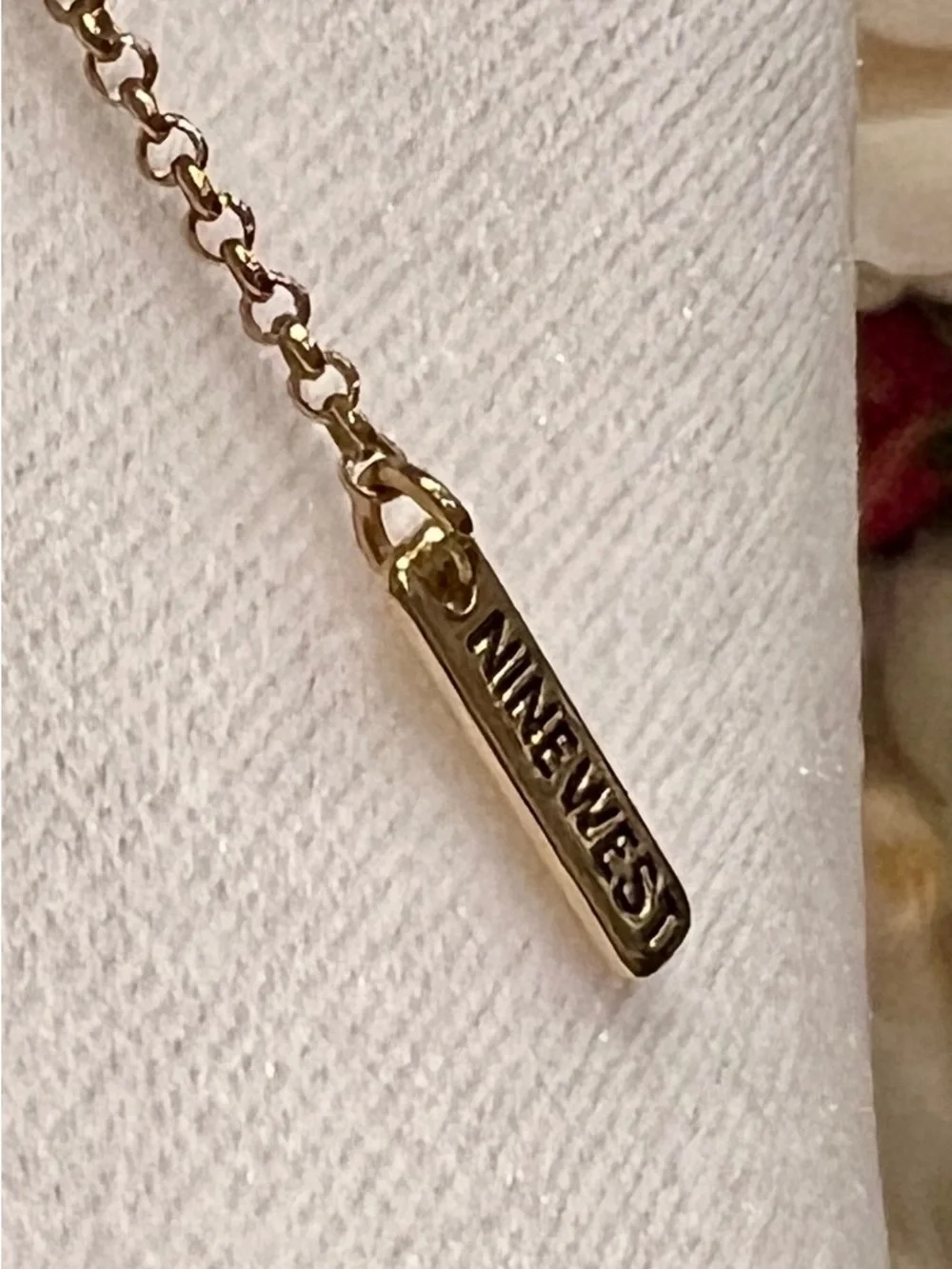 Nine West Gold Long Pendant Necklace with Leopard Ring Accent - Picture 7 of 7